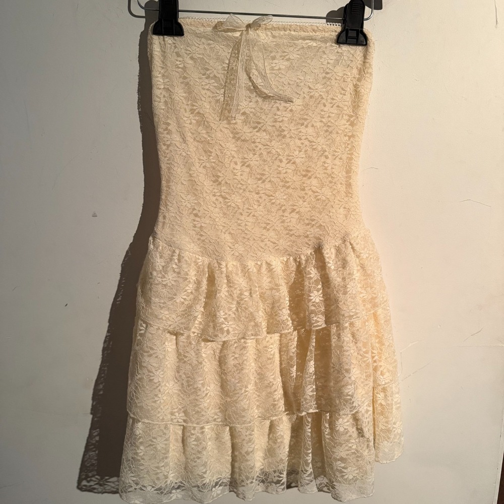 Thirty Thirty LA‎ Small Sleeveless Lace Dress Cream Festival Coquette